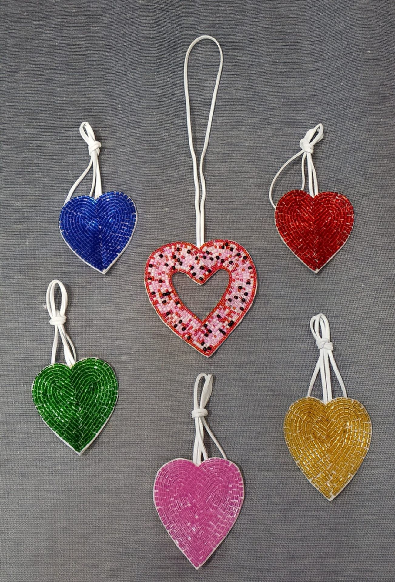 Beaded Heart Charms Set